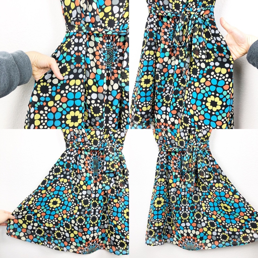 Tulle Flowy Belted Sleeveless Kaleidoscope Dress - Picture 4 of 8